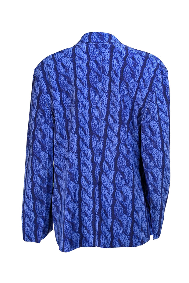 Norma Kamali - Blue Print Velcro Closure Jacket Sz L