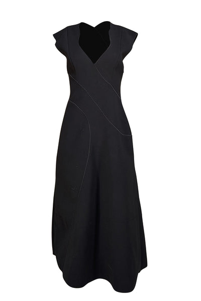 Acler - Black Sleeveless V-Neckline Midi Dress Sz 6