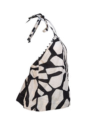 Pink Filosofy - Ivory & Black Print Halter Top Sz L
