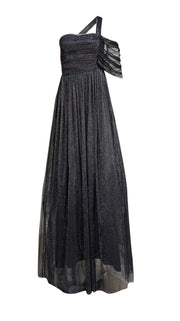 Roman - Black & Silver Metallic Tulle "Siyah" Gown Sz 4