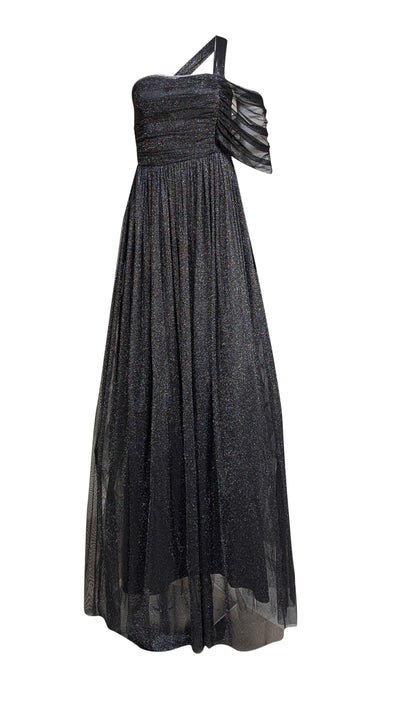 Roman - Black & Silver Metallic Tulle "Siyah" Gown Sz 4