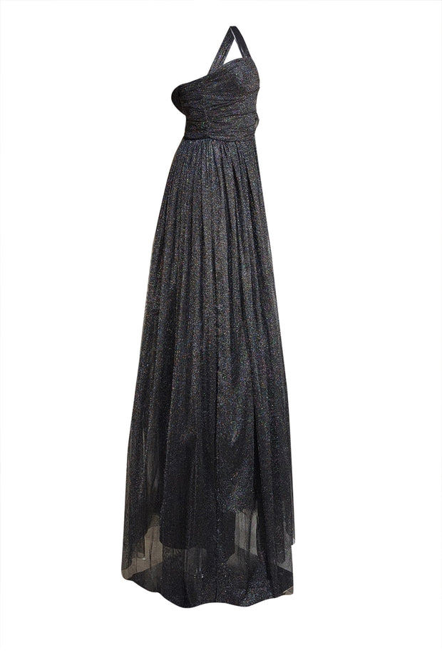 Roman - Black & Silver Metallic Tulle "Siyah" Gown Sz 4