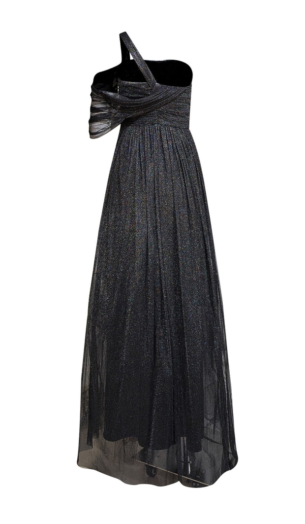 Roman - Black & Silver Metallic Tulle "Siyah" Gown Sz 4