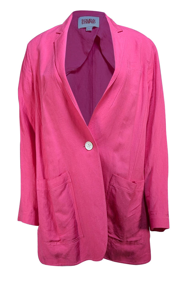 Solid & Striped - Fuchsia Linen Blend Single Button Blazer Sz S - Current Boutique
