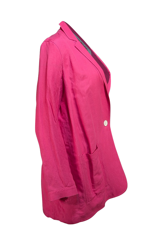 Solid & Striped - Fuchsia Linen Blend Single Button Blazer Sz S - Current Boutique