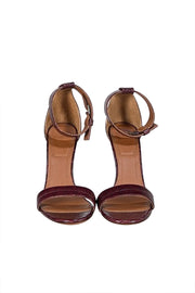 Givenchy - Maroon Embossed Open Toe Strappy Sandals Sz 8 - Current Boutique