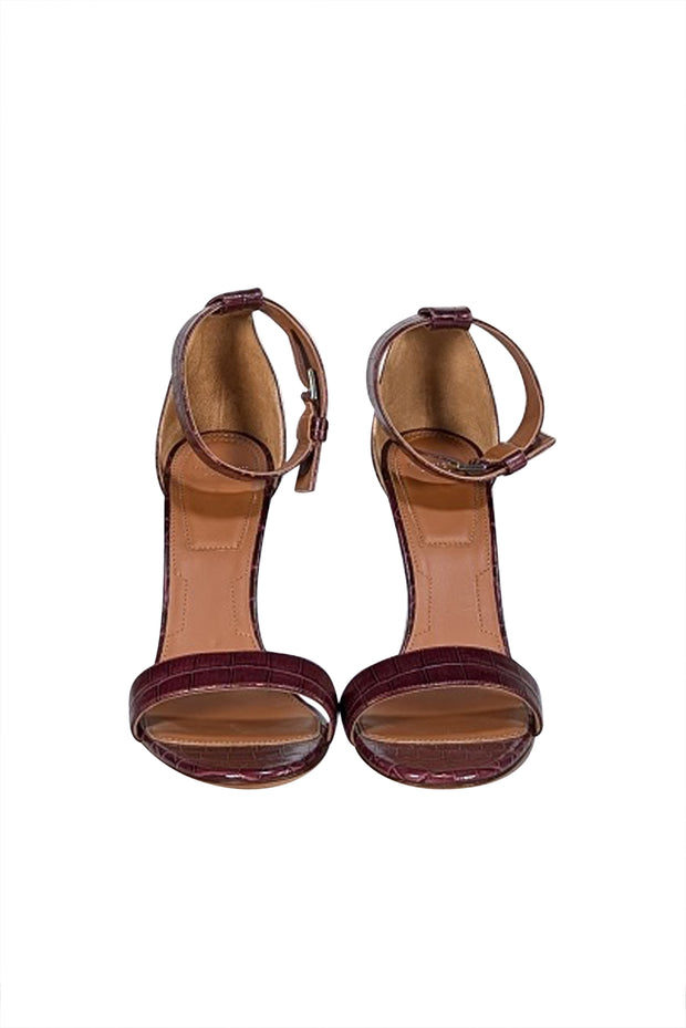 Givenchy - Maroon Embossed Open Toe Strappy Sandals Sz 8 - Current Boutique
