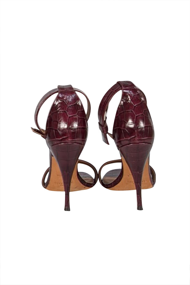 Givenchy - Maroon Embossed Open Toe Strappy Sandals Sz 8 - Current Boutique