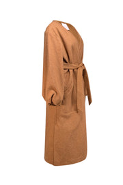 Hutch - Tan Belted Puff Sleeve Coat Sz M - Current Boutique