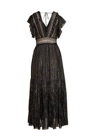 Sandro - Black & Silver Pinstripe Maxi Dress Sz 4 - Current Boutique