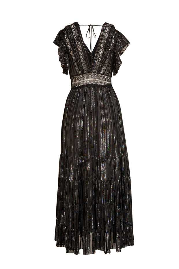 Sandro - Black & Silver Pinstripe Maxi Dress Sz 4 - Current Boutique