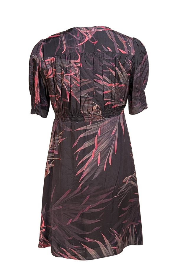 All Saints - Black & Multi Color Floral Print Short Sleeve Dress Sz 8 - Current Boutique