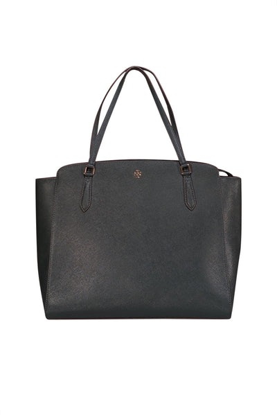 Tory Burch - Hunter Green Large Saffiano Leather Tote Bag - Current Boutique