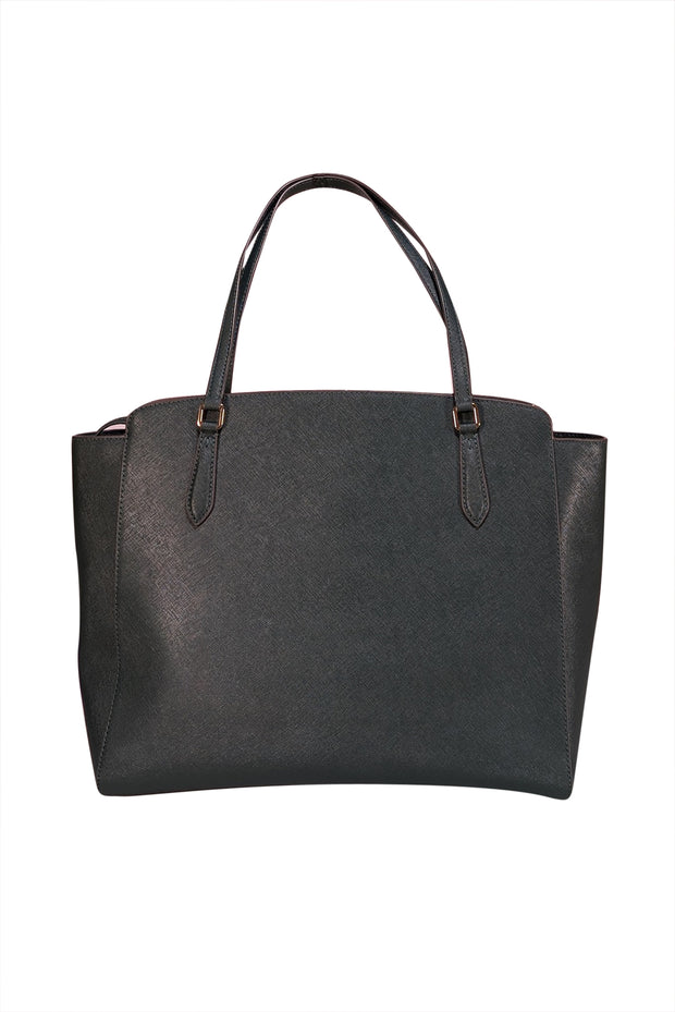 Tory Burch - Hunter Green Large Saffiano Leather Tote Bag - Current Boutique