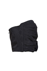 Sandro - Black Ruffle Detail Strapless Crop Top Sz 8 - Current Boutique
