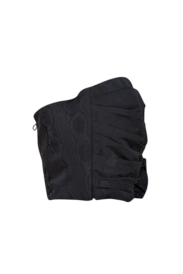 Sandro - Black Ruffle Detail Strapless Crop Top Sz 8 - Current Boutique