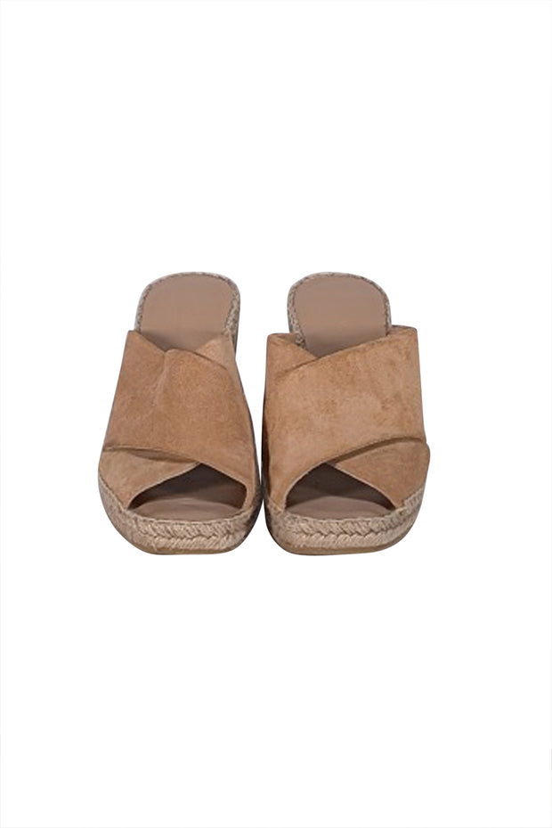 Vince - Beige Suede Espadrille Wedge Mules Sz 6.5 - Current Boutique