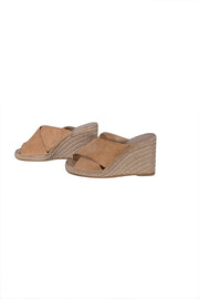 Vince - Beige Suede Espadrille Wedge Mules Sz 6.5 - Current Boutique