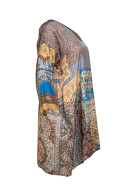 Johnny Was - Beige Multi Geometric Print Mini Dress Sz S - Current Boutique