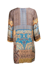 Johnny Was - Beige Multi Geometric Print Mini Dress Sz S - Current Boutique
