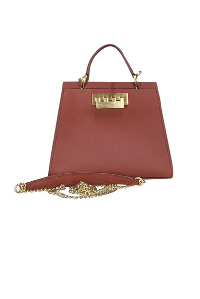 Zac Posen - Rust Red Earthette Small Double Compartment Crossbody Bag - Current Boutique