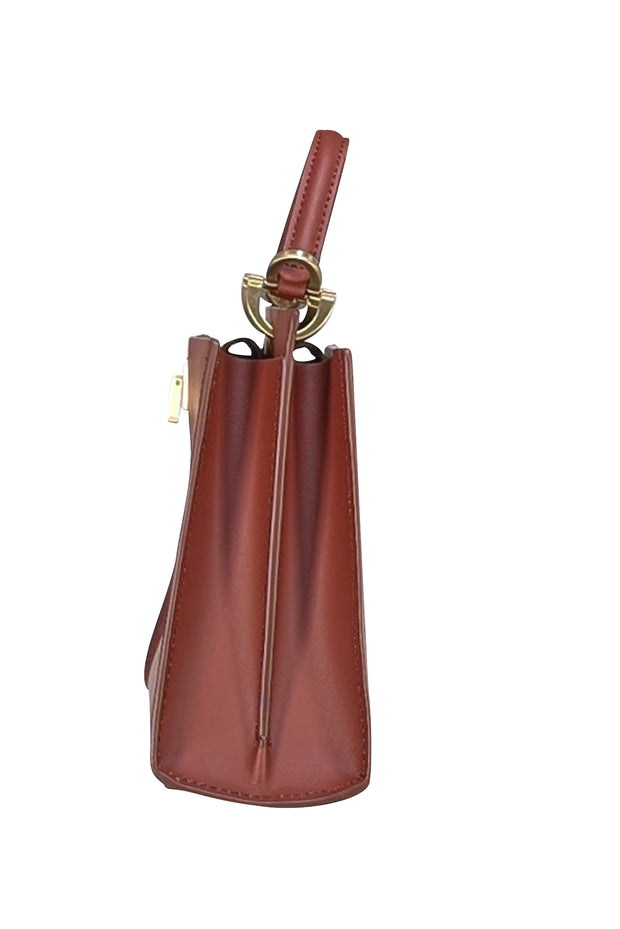 Zac Posen - Rust Red Earthette Small Double Compartment Crossbody Bag - Current Boutique