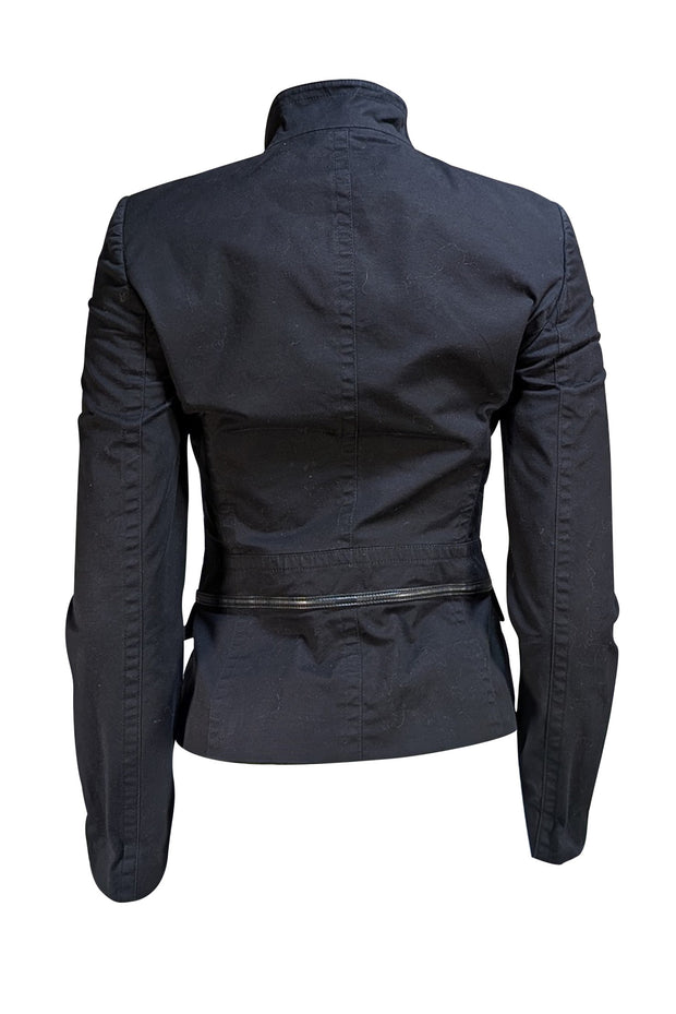Gucci - Black Cotton Fitted Zipper Detail Jacket Sz 4 - Current Boutique