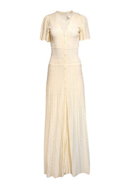 Ba&sh - Cream Knit Short Sleeve Maxi Dress Sz S - Current Boutique
