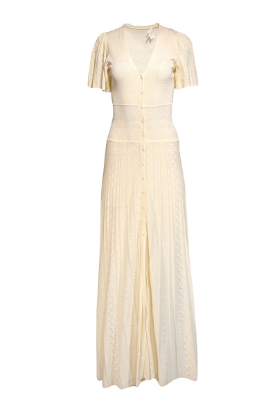 Ba&sh - Cream Knit Short Sleeve Maxi Dress Sz S - Current Boutique