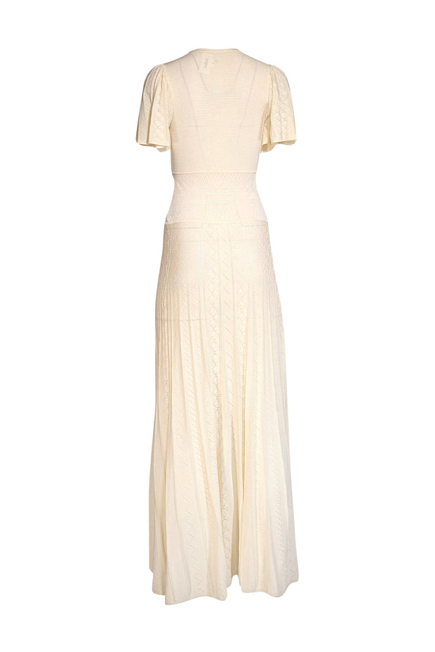Ba&sh - Cream Knit Short Sleeve Maxi Dress Sz S - Current Boutique