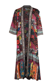 Alice & Olivia - Black & Multi Color Floral Reversible Kimono Top Sz M - Current Boutique