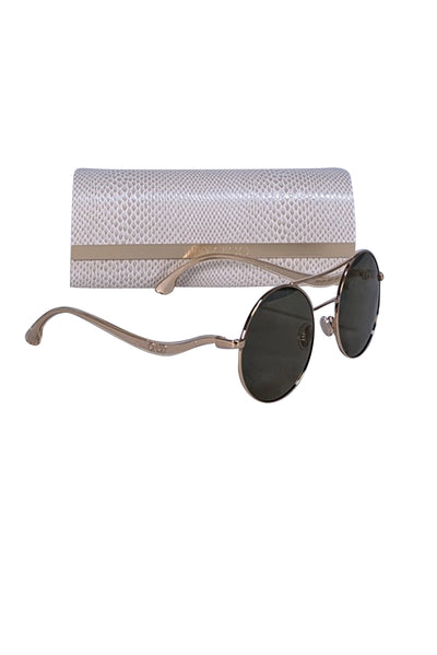 Jimmy Choo - Gold Circular Aviator Sunglasses - Current Boutique