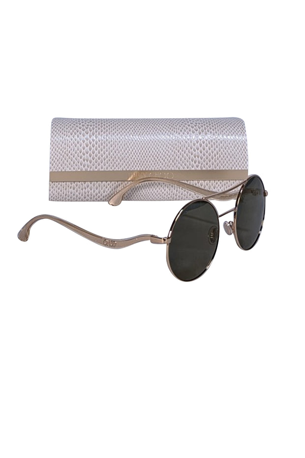 Jimmy Choo - Gold Circular Aviator Sunglasses - Current Boutique
