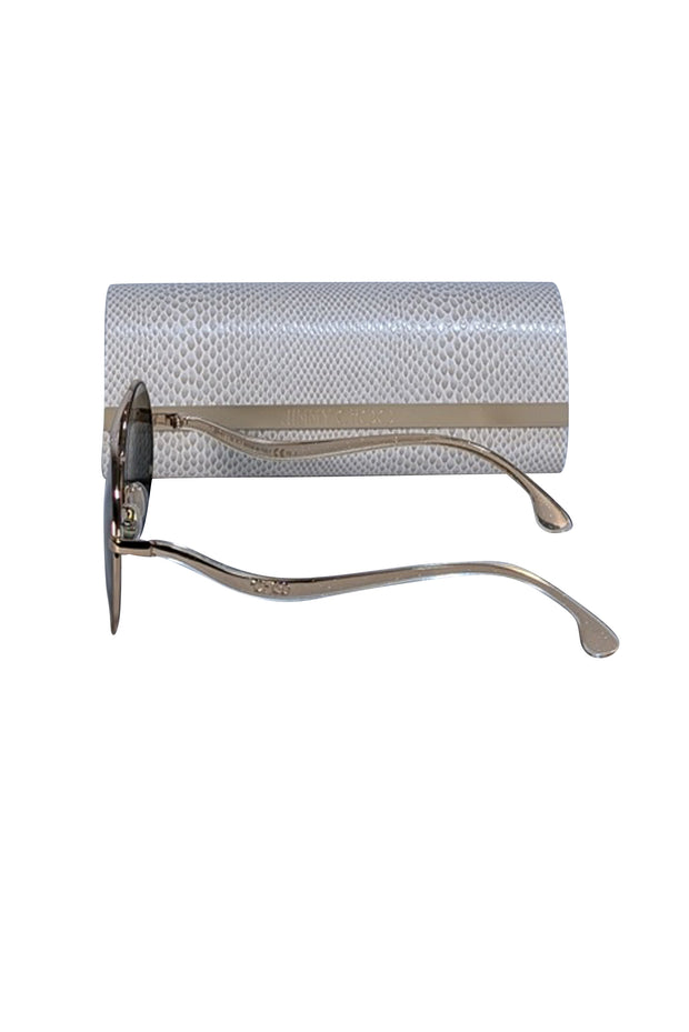 Jimmy Choo - Gold Circular Aviator Sunglasses - Current Boutique
