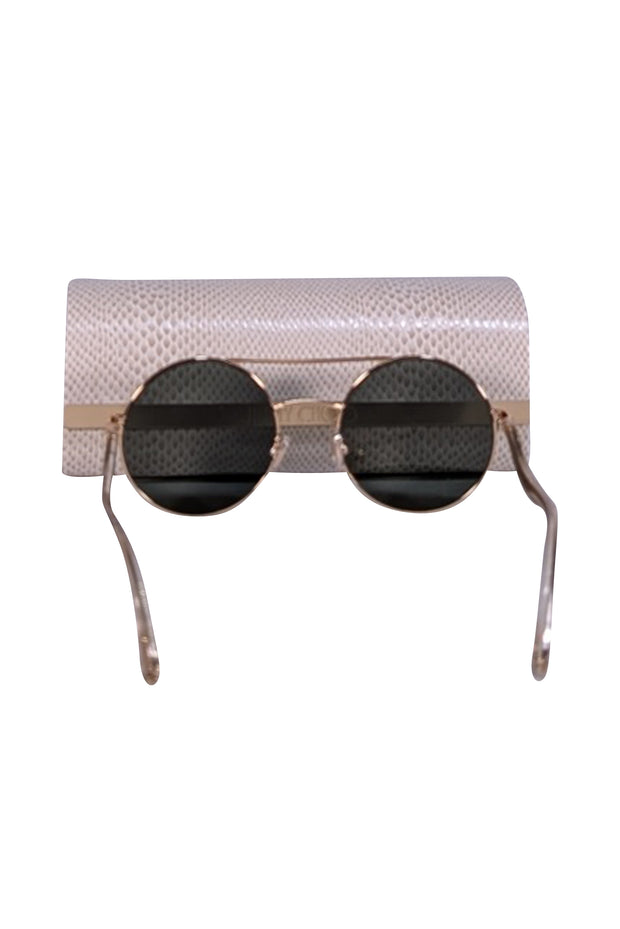 Jimmy Choo - Gold Circular Aviator Sunglasses - Current Boutique