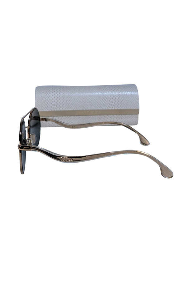 Jimmy Choo - Gold Circular Aviator Sunglasses - Current Boutique