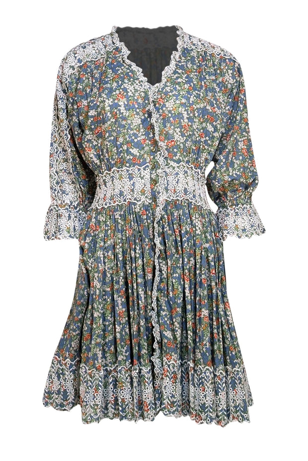 byTimo - Green Floral Multi Eyelet Mini Dress Sz L