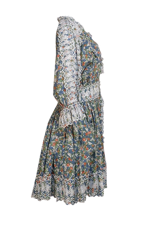 byTimo - Green Floral Multi Eyelet Mini Dress Sz L