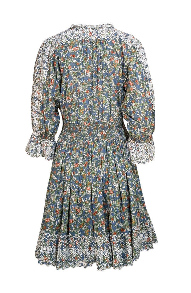 byTimo - Green Floral Multi Eyelet Mini Dress Sz L