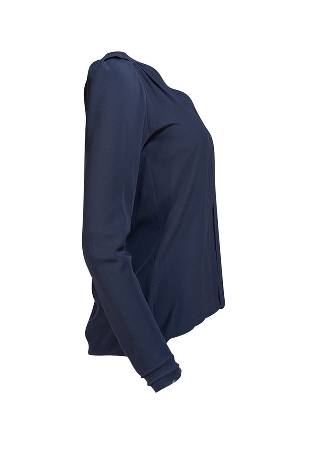 Stella McCartney - Navy Long Sleeve V-neckline Blouse Sz 2 - Current Boutique