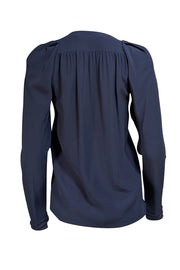 Stella McCartney - Navy Long Sleeve V-neckline Blouse Sz 2 - Current Boutique