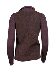 Tory Burch - Brown & Purple Metallic Ribbed Turtleneck Sz M - Current Boutique