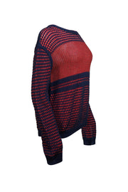 Tory Burch - Navy & Orange Patterned Sweater Sz M - Current Boutique