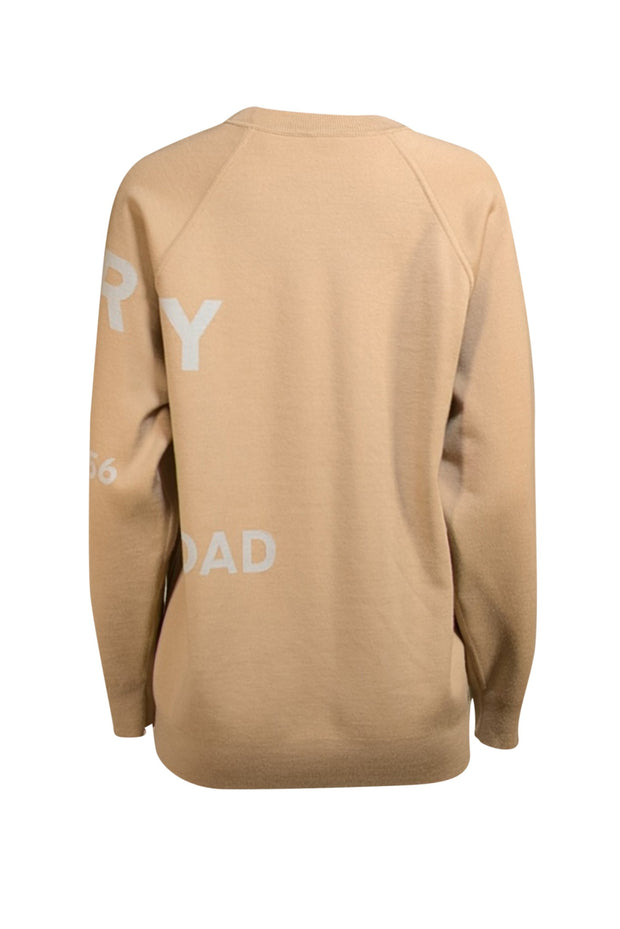 Burberry - Beige & Blue Logo Print Sweater Sz L - Current Boutique