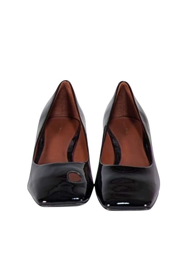 Tory Burch - Black Patent Leather Cut Out Toe Low Heels Sz 10 - Current Boutique