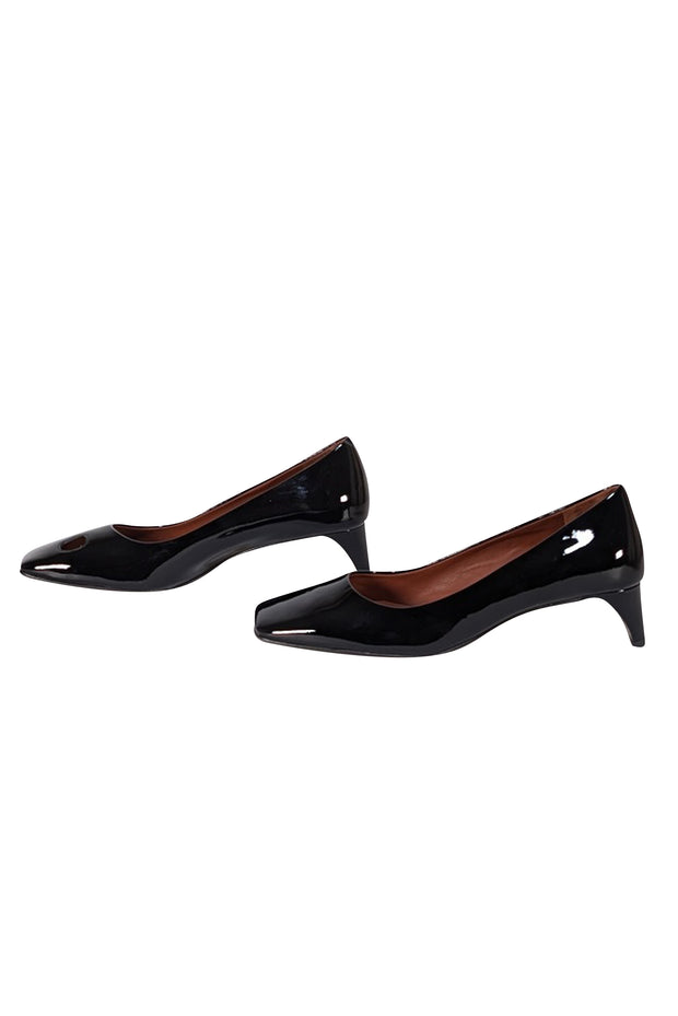 Tory Burch - Black Patent Leather Cut Out Toe Low Heels Sz 10 - Current Boutique