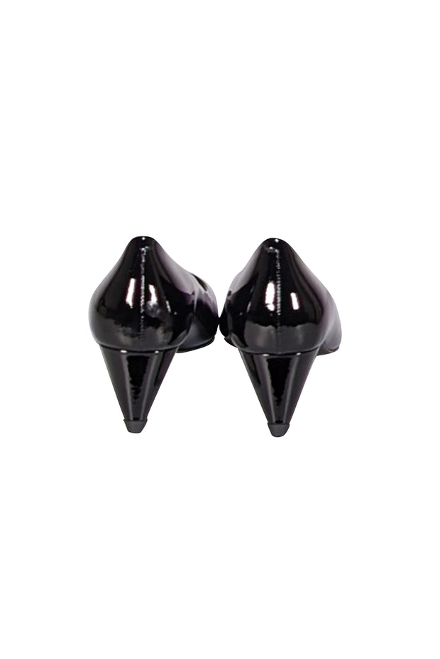 Tory Burch - Black Patent Leather Cut Out Toe Low Heels Sz 10 - Current Boutique