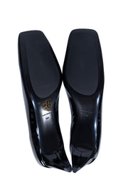 Tory Burch - Black Patent Leather Cut Out Toe Low Heels Sz 10 - Current Boutique