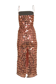 New Arrivals - Pink Sequin Phoenix Midi Dress Sz 4 - Current Boutique