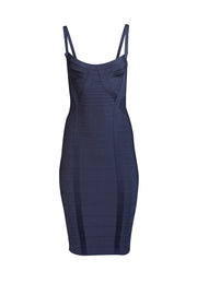 Herve Leger - Navy Blue Bandage Bodycon Dress Sz S - Current Boutique